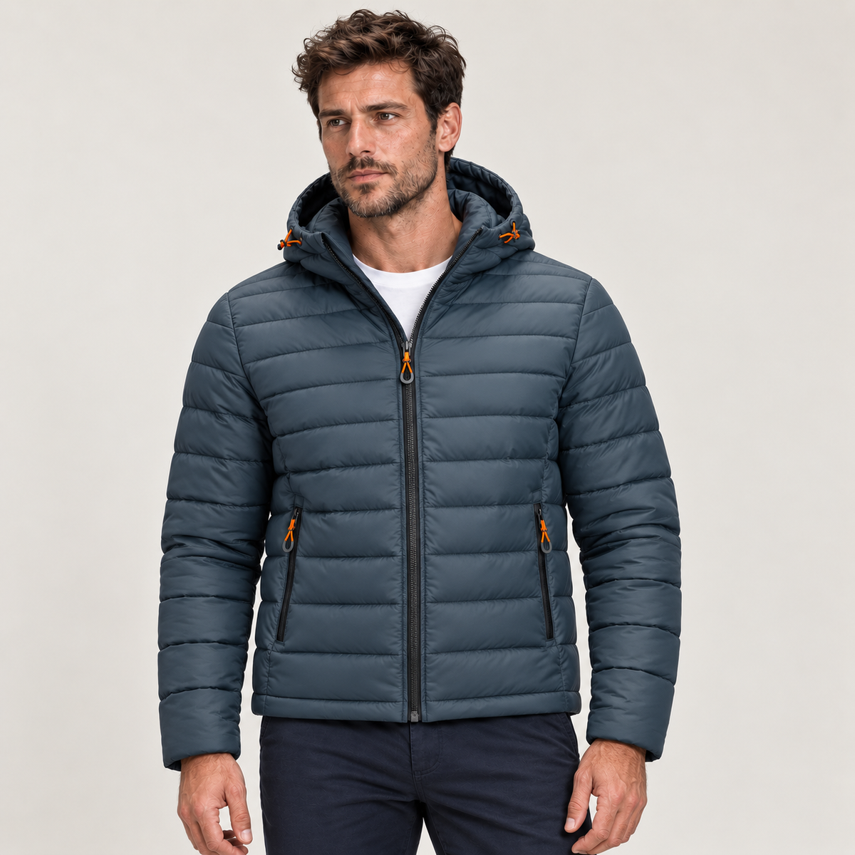 Montarello Men's Jacket Puffer Hooded Quilted Full Zip