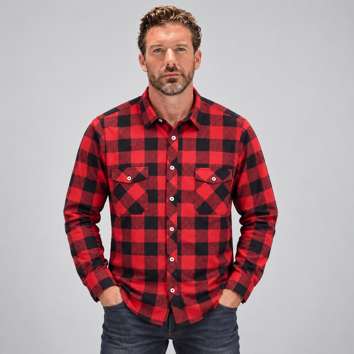 Montarello Men's Shirt Flannel Check Long Sleeve