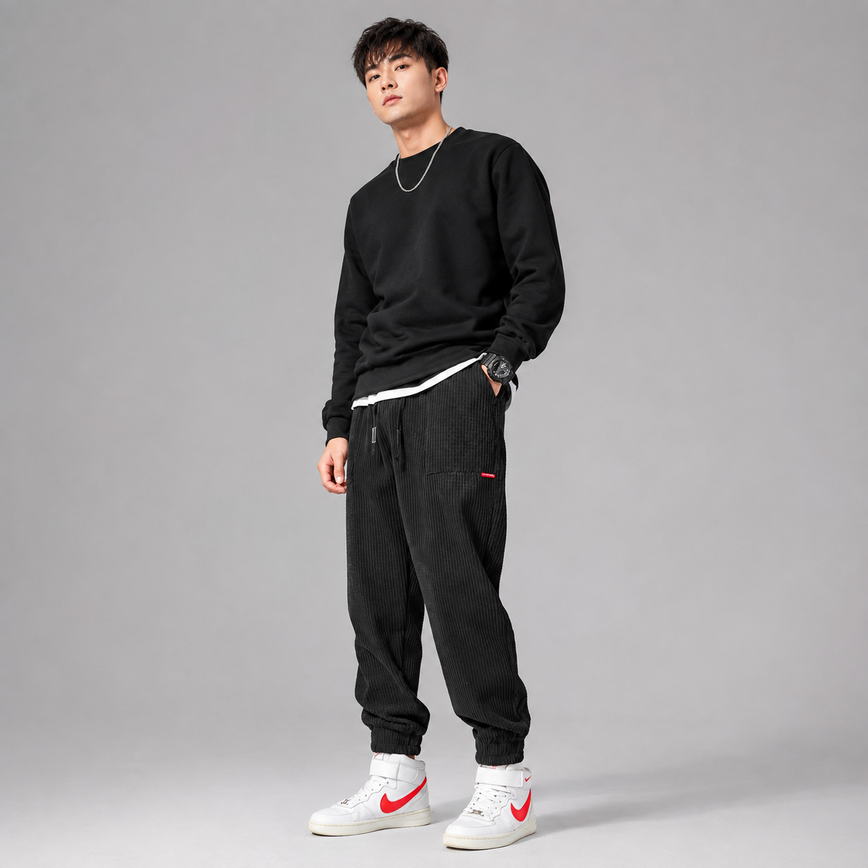 Montarello Men's Corduroy Joggers Fleece Lined