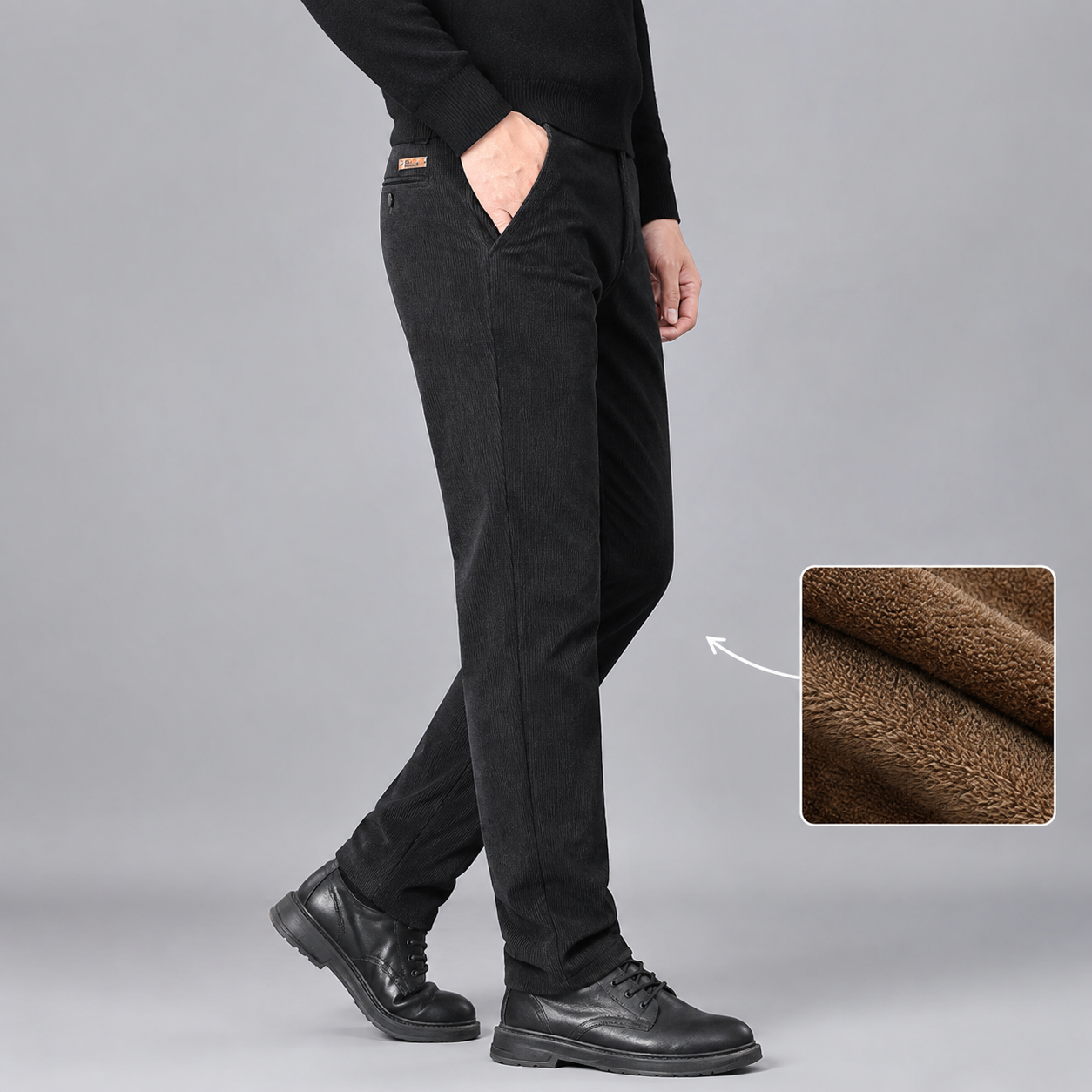 Montarello Men's Corduroy Trousers Fleece Lined