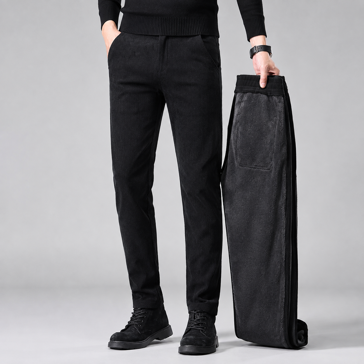 Montarello Men's Corduroy Trousers Fleece Lined