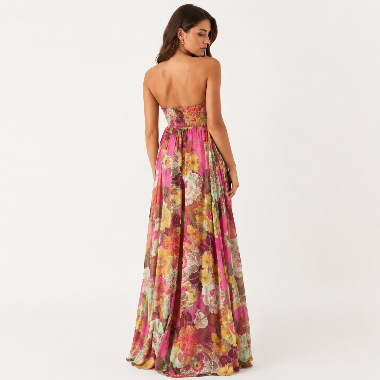 Montarello Strapless Floral Maxi Dress Wedding Guest