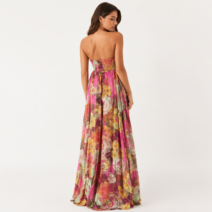 Montarello Strapless Floral Maxi Dress Wedding Guest