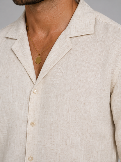 Montarello Men's Linen-Look Shirt & Trousers Set