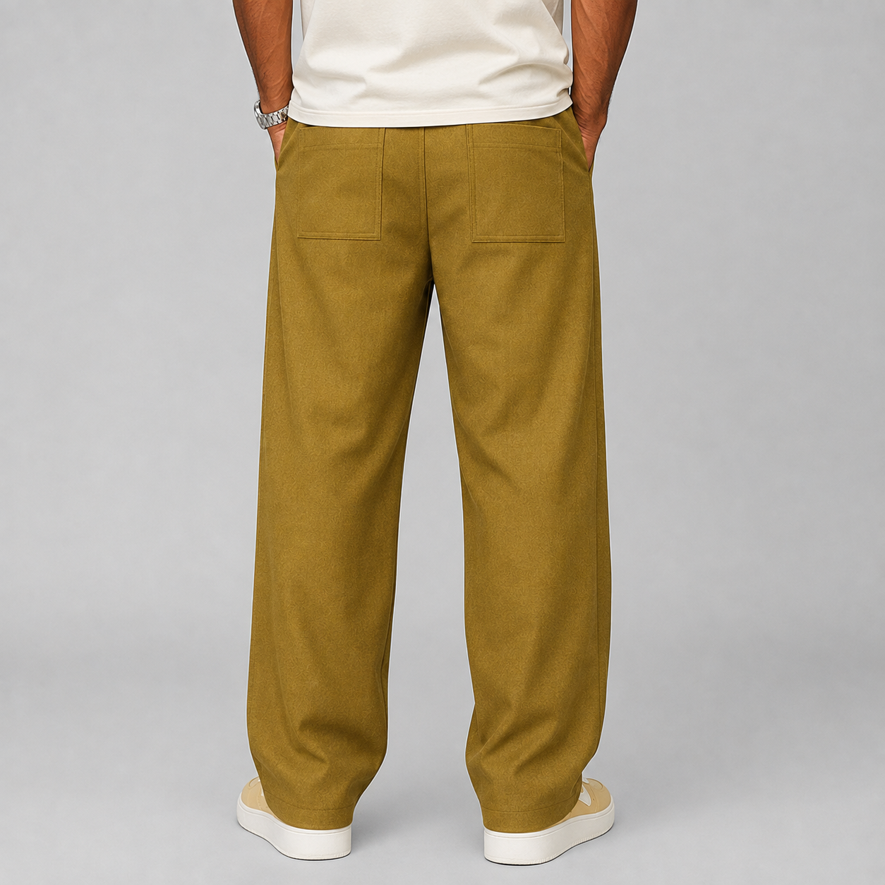 Montarello Men's Wide Leg Trousers Relaxed Fit Drawstring Waist