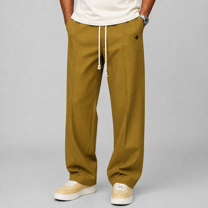 Montarello Men's Wide Leg Trousers Relaxed Fit Drawstring Waist