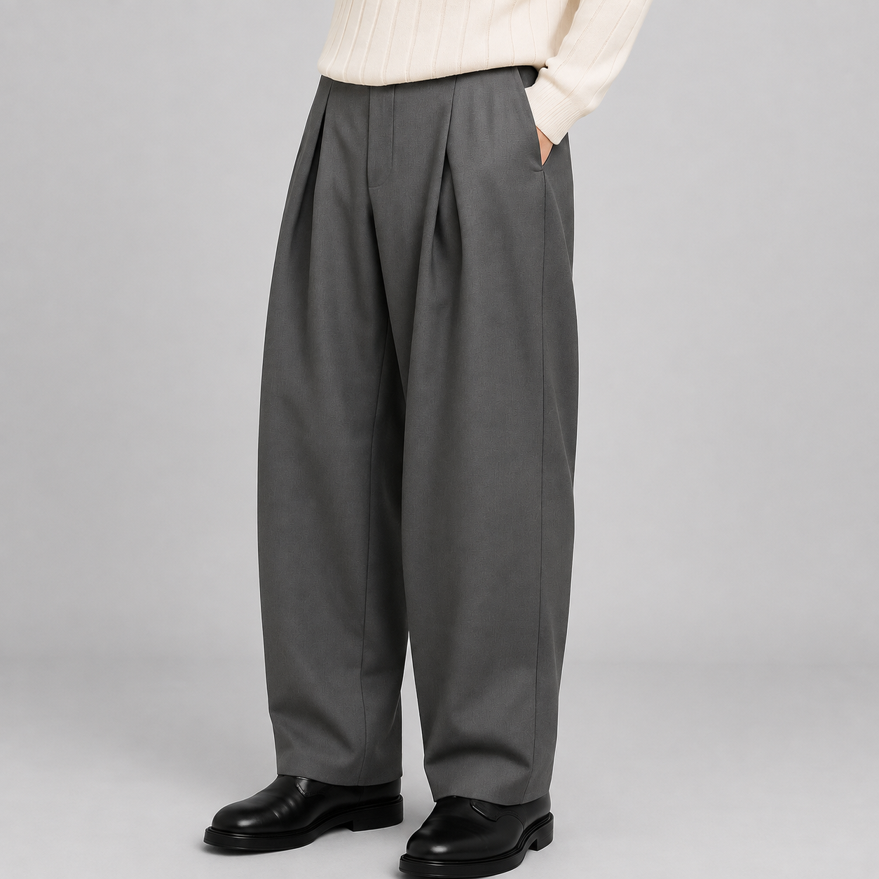 Montarello Men's Wide Leg Trousers Pleated High Waist Tailored