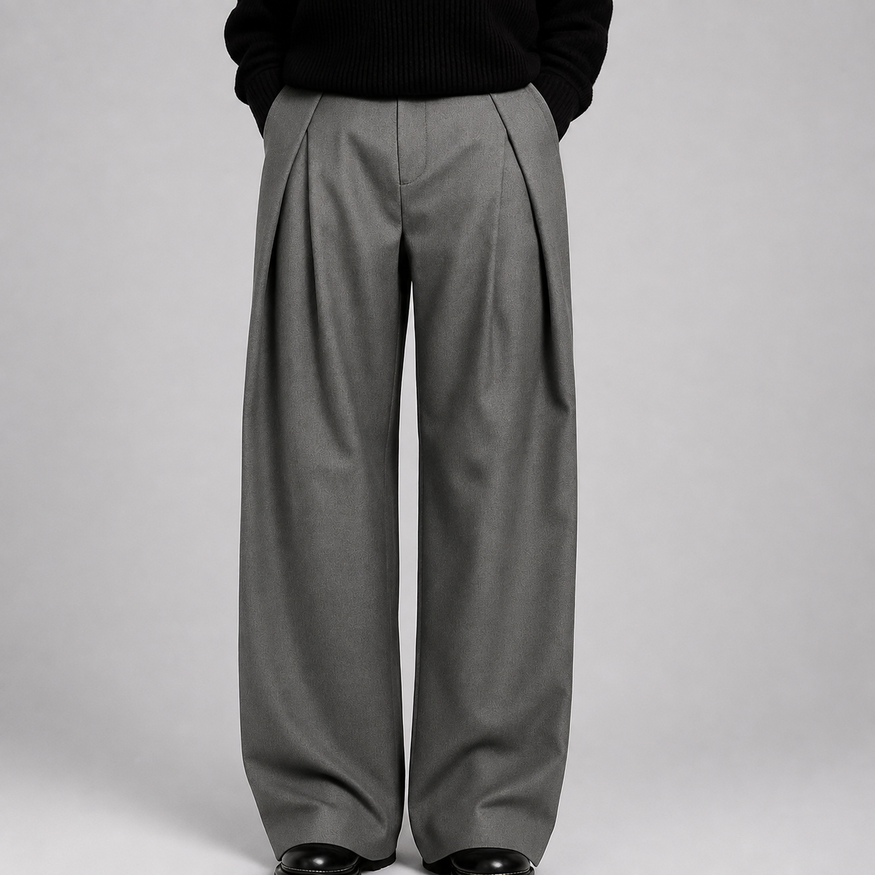 Montarello Men's Wide Leg Trousers Pleated High Waist Tailored