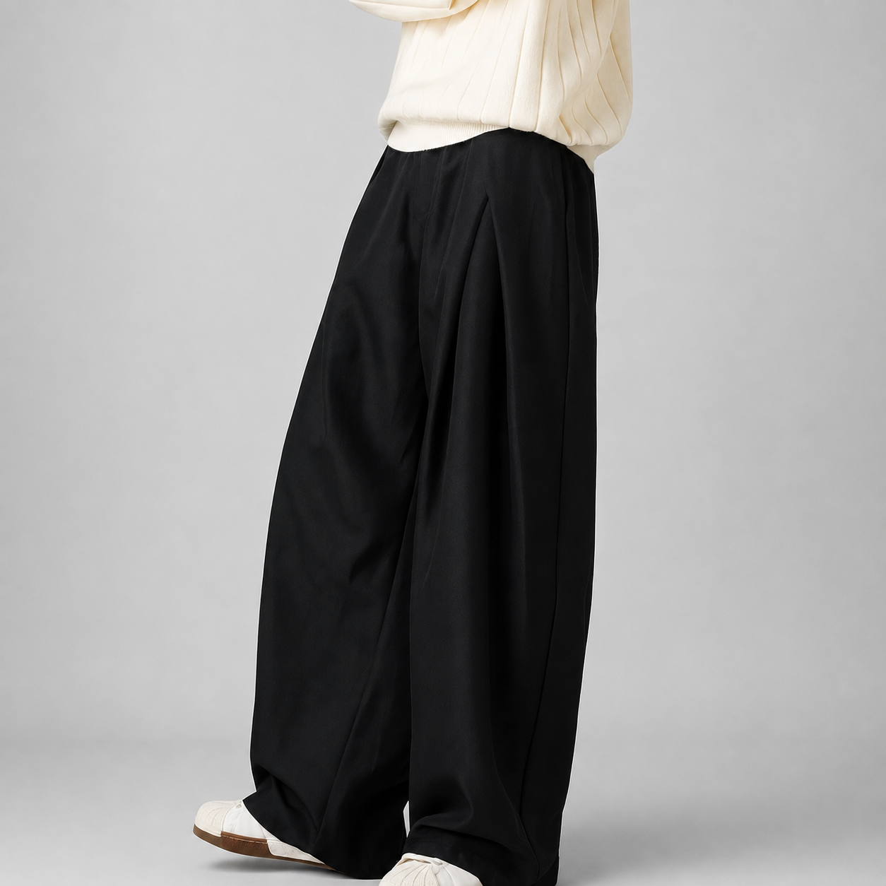 Montarello Men's Wide Leg Trousers Pleated High Waist Tailored