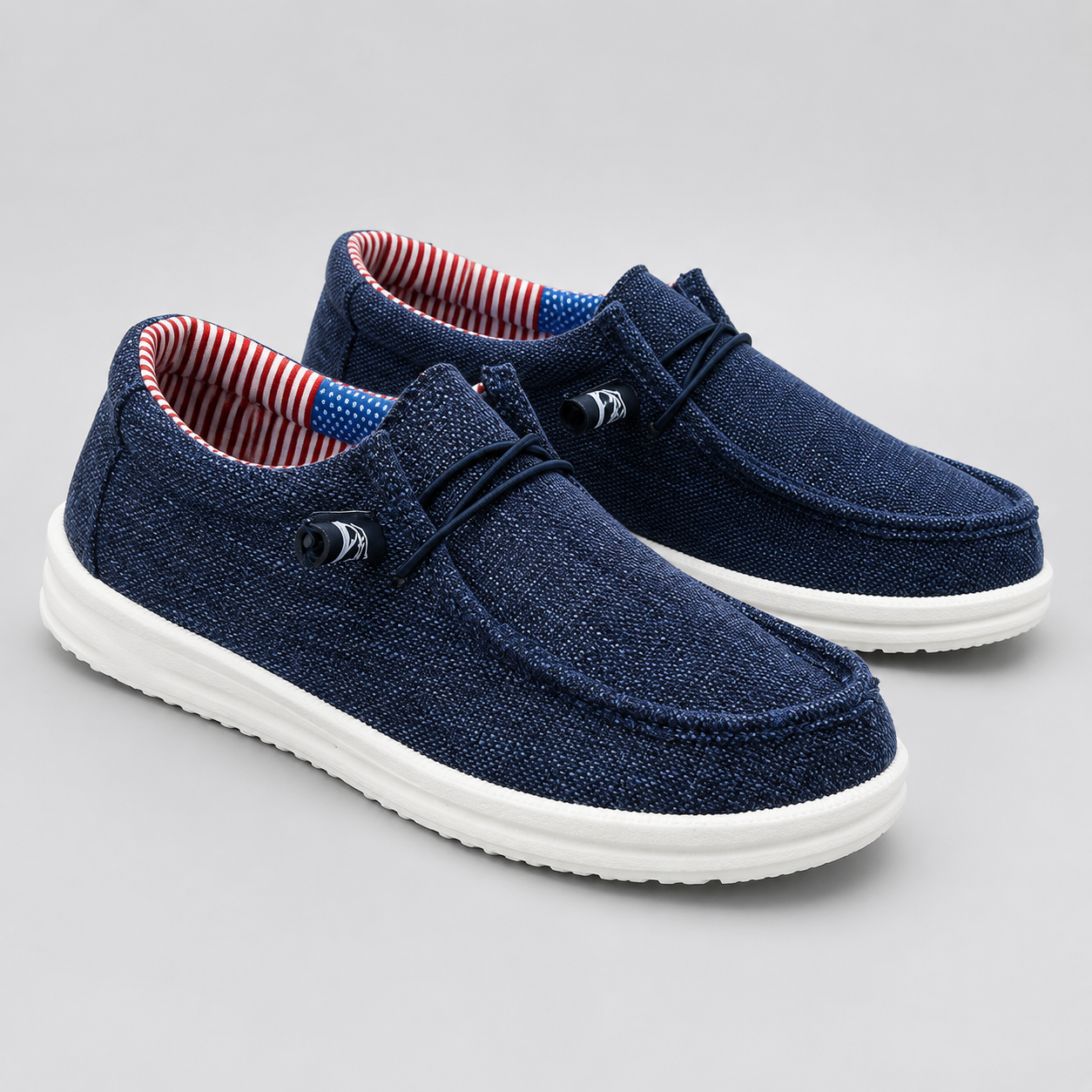 Montarello Men's Loafers Canvas Slip-On with Elastic Lacing