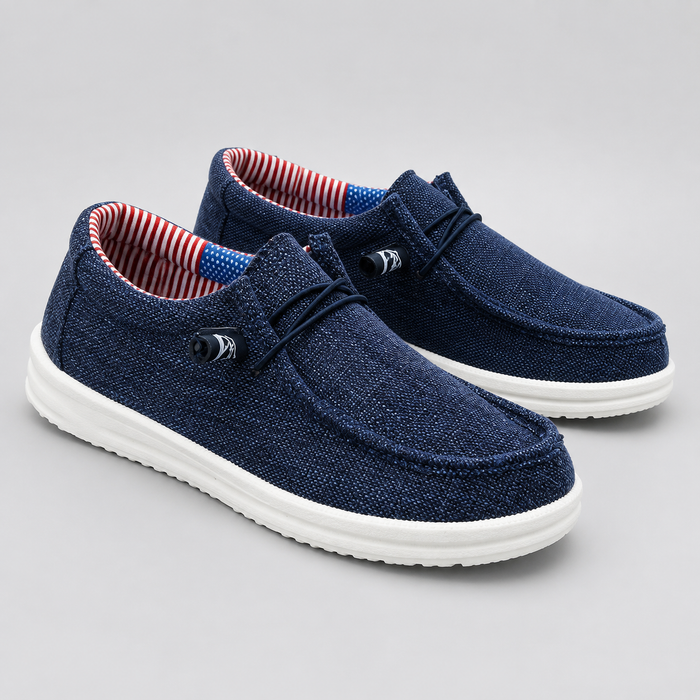 Montarello Men's Loafers Canvas Slip-On with Elastic Lacing