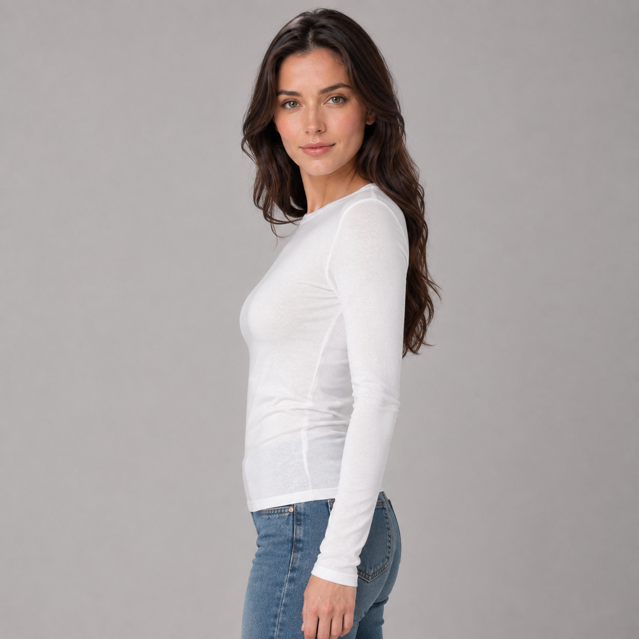 Montarello Women's Long Sleeve Top Slim Fit Round Neck