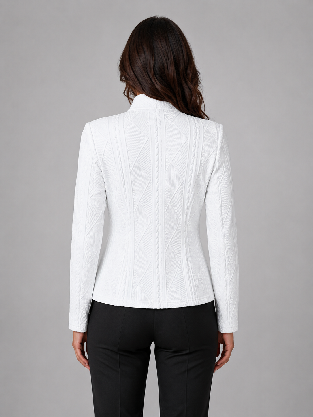Montarello Women's Blazer Textured Collarless Tailored