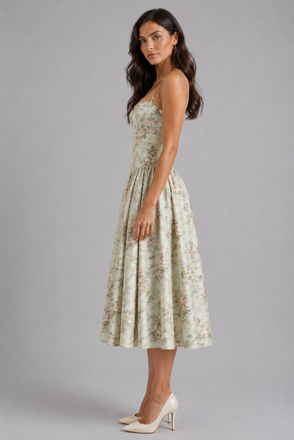 Montarello Women's Floral Corset Midi Dress – Wedding Guest Style