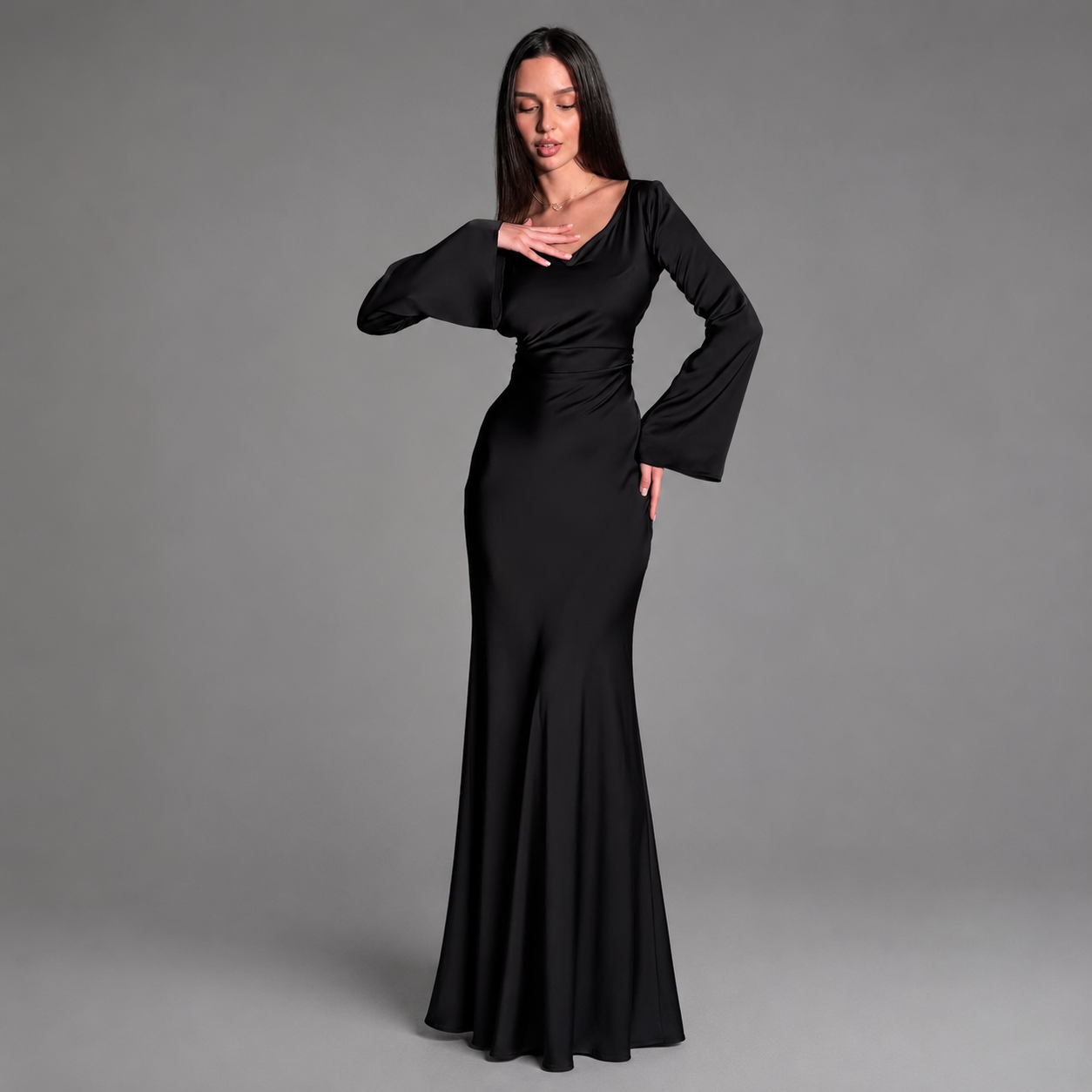 Montarello Women's Long-Sleeve Maxi Wedding Guest Dress