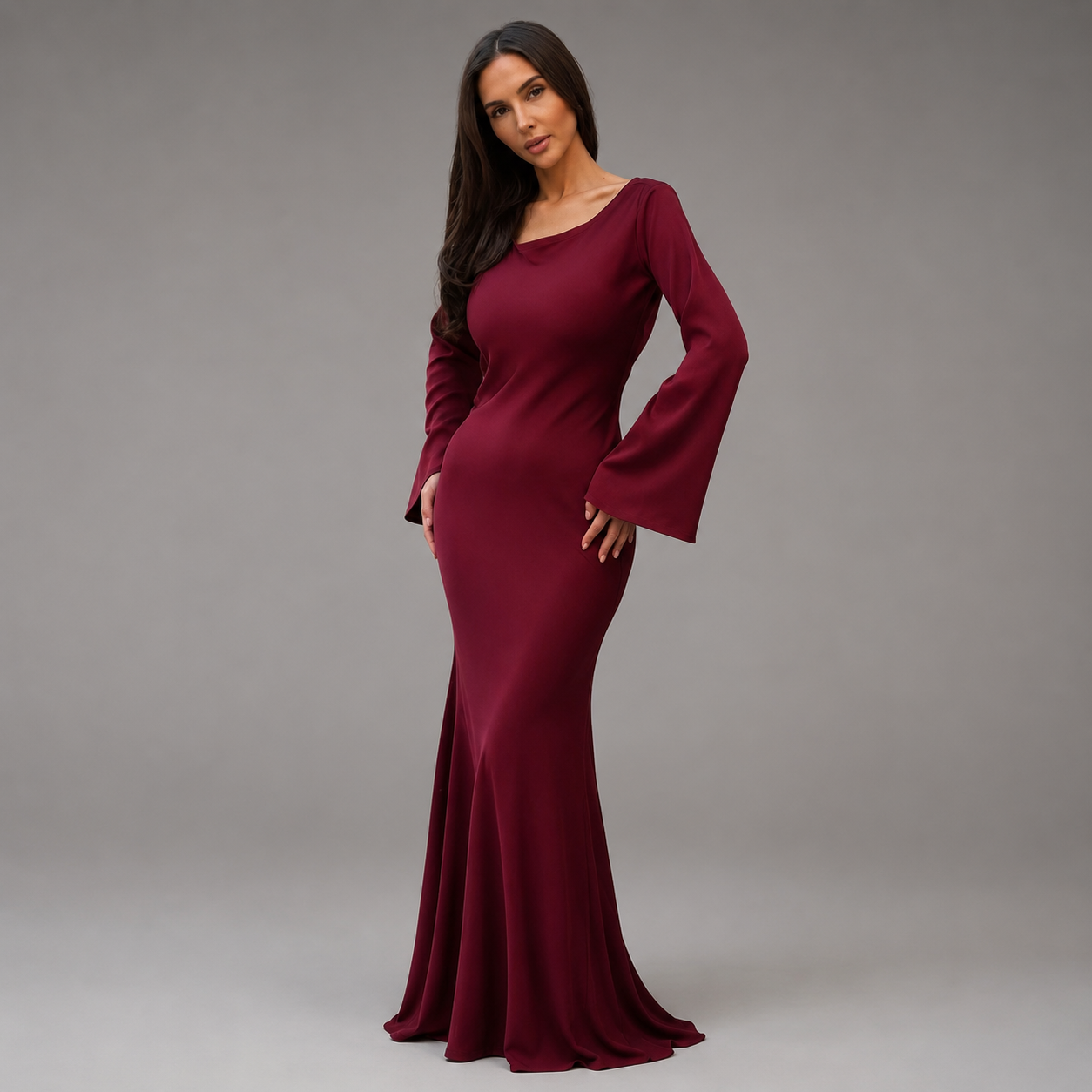 Montarello Women's Long-Sleeve Maxi Wedding Guest Dress