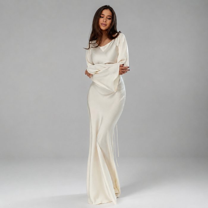 Montarello Women's Long-Sleeve Maxi Wedding Guest Dress