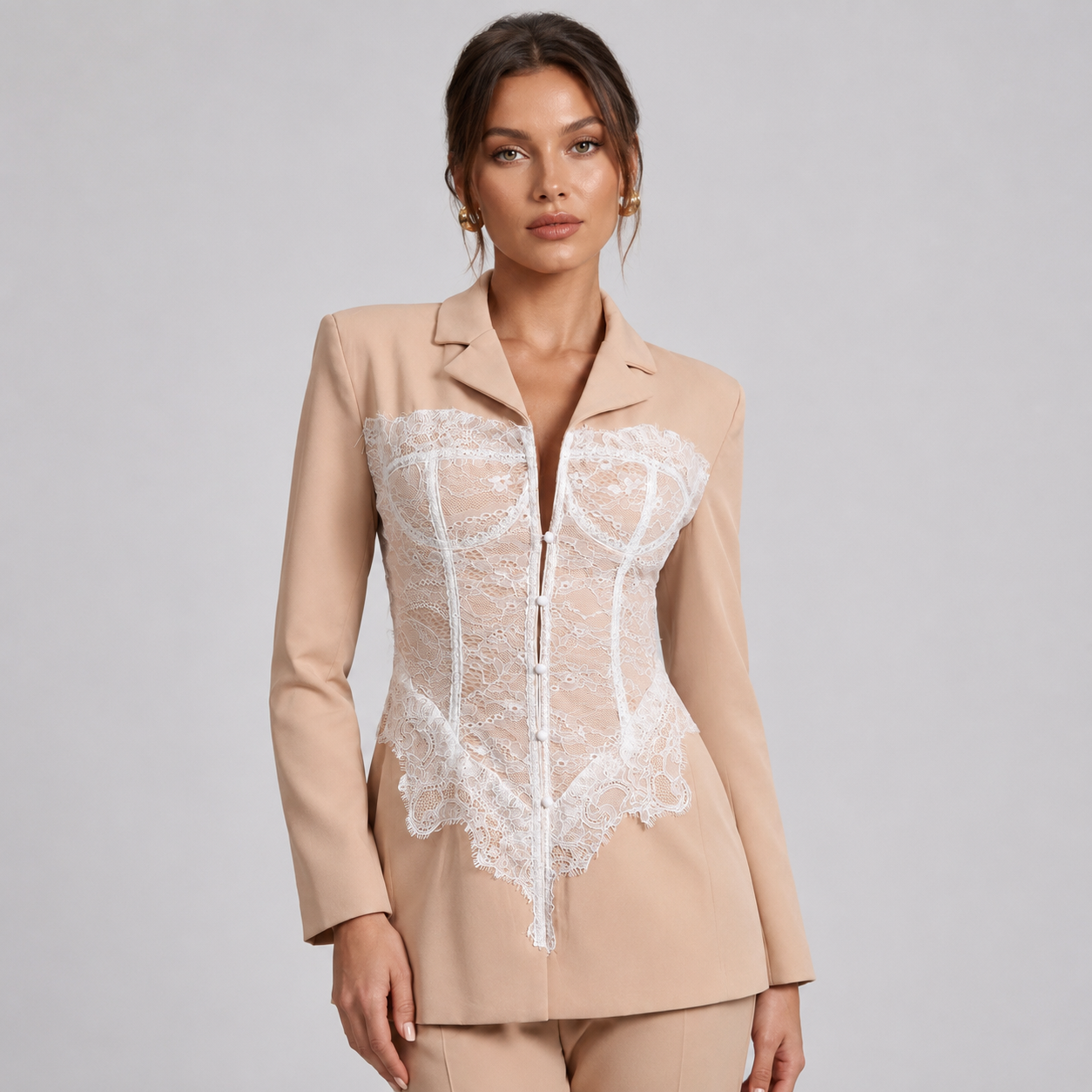 Montarello Women's Corset Look Lace Blazer