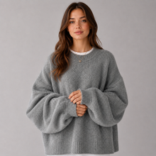 Montarello Women's Jumper Round Neck Drop Shoulder Split Hem