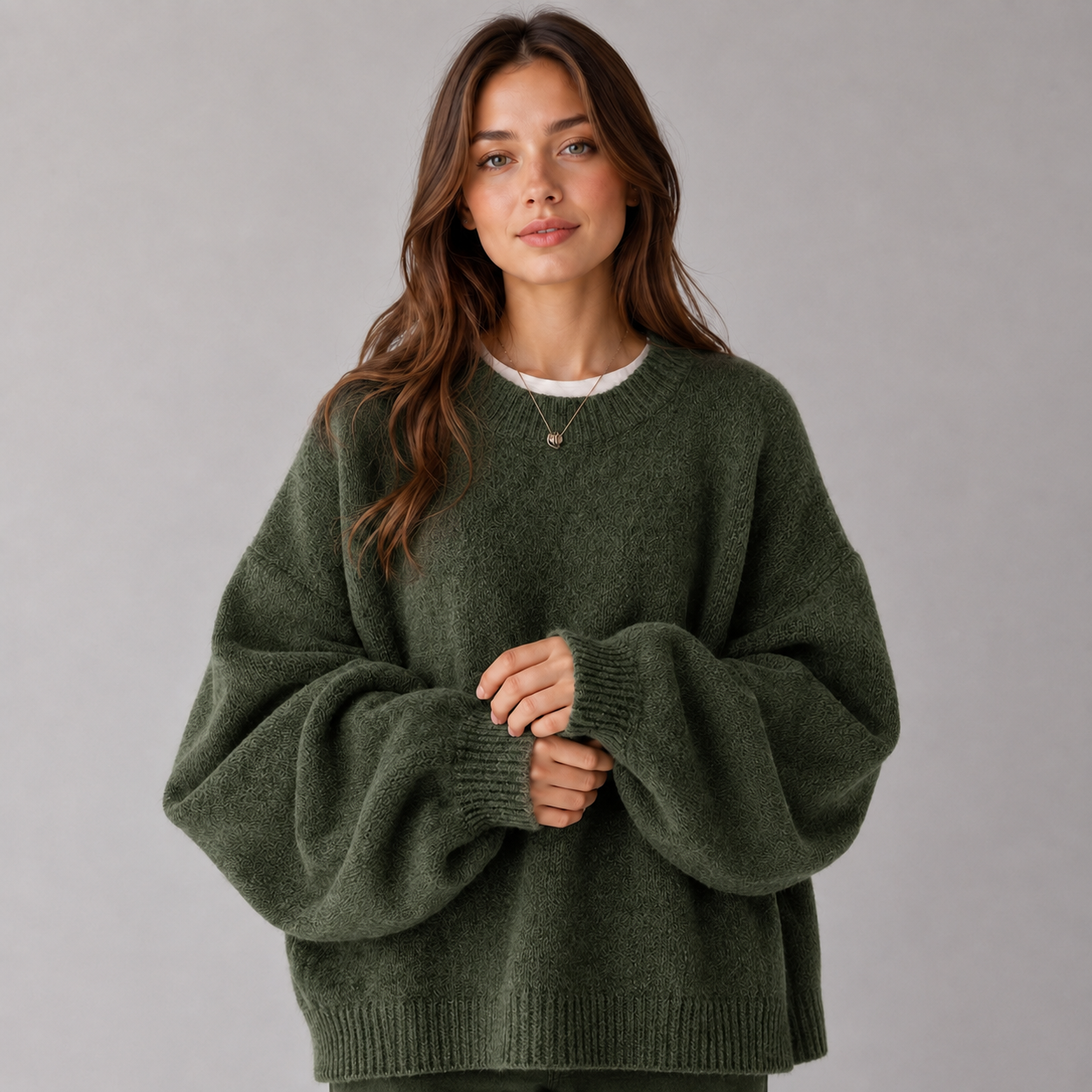 Montarello Women's Jumper Round Neck Drop Shoulder Split Hem