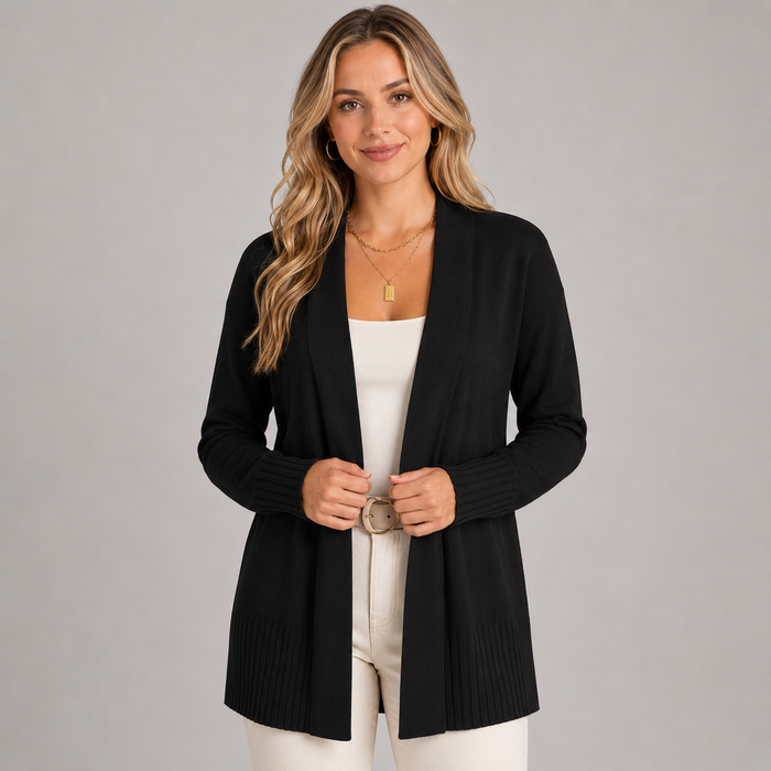 Montarello Women's Longline Cardigan V-Neck Drop Shoulder