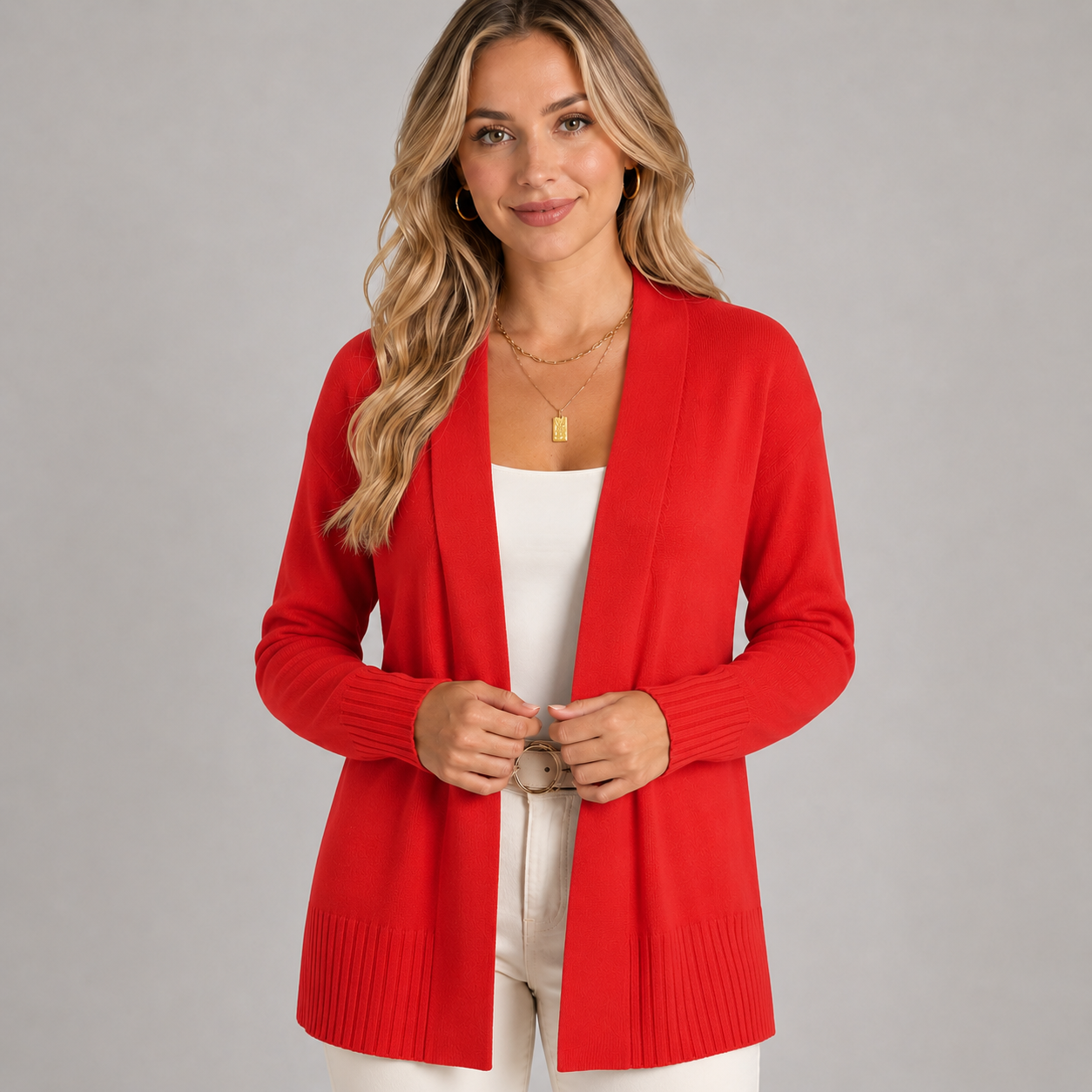 Montarello Women's Longline Cardigan V-Neck Drop Shoulder