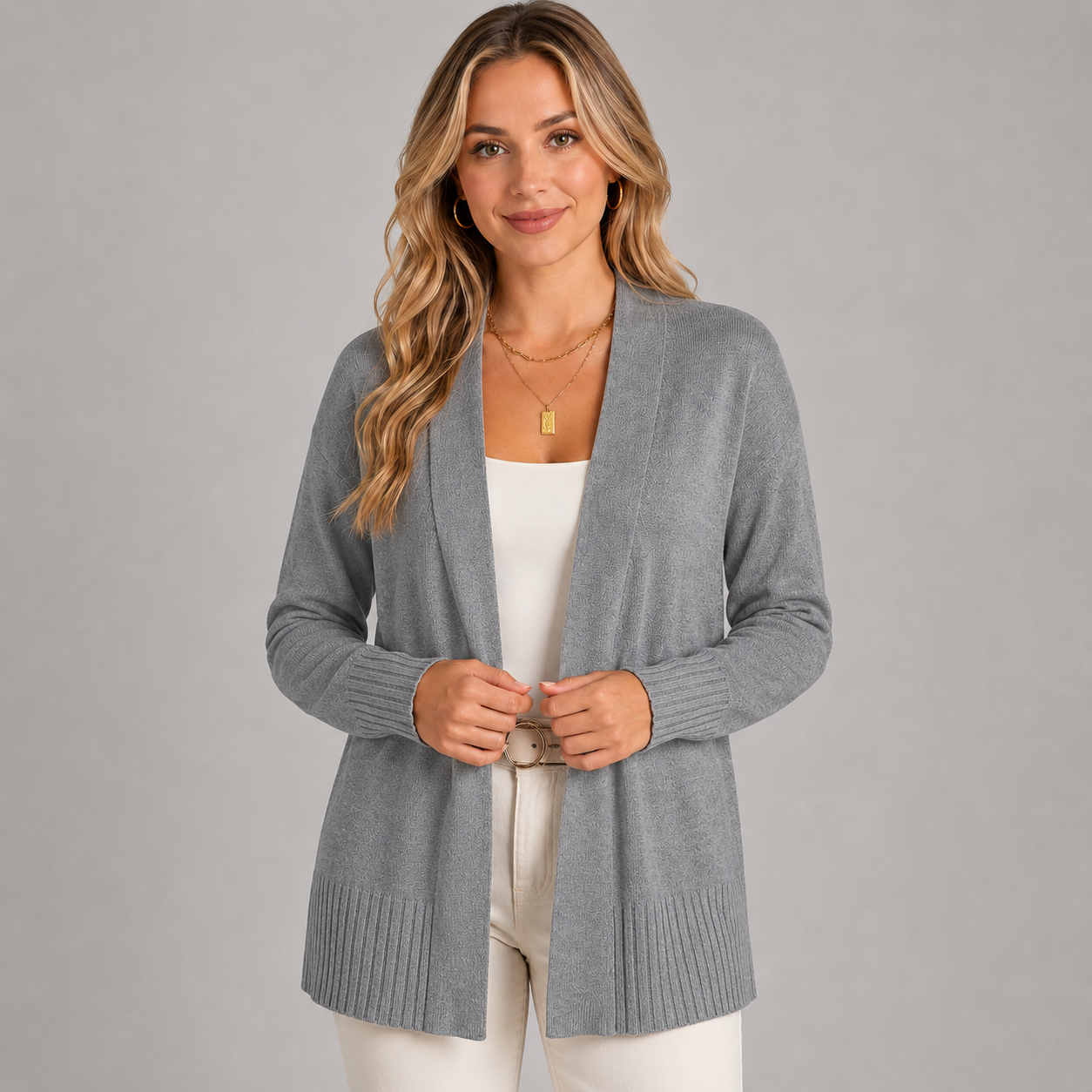 Montarello Women's Longline Cardigan V-Neck Drop Shoulder