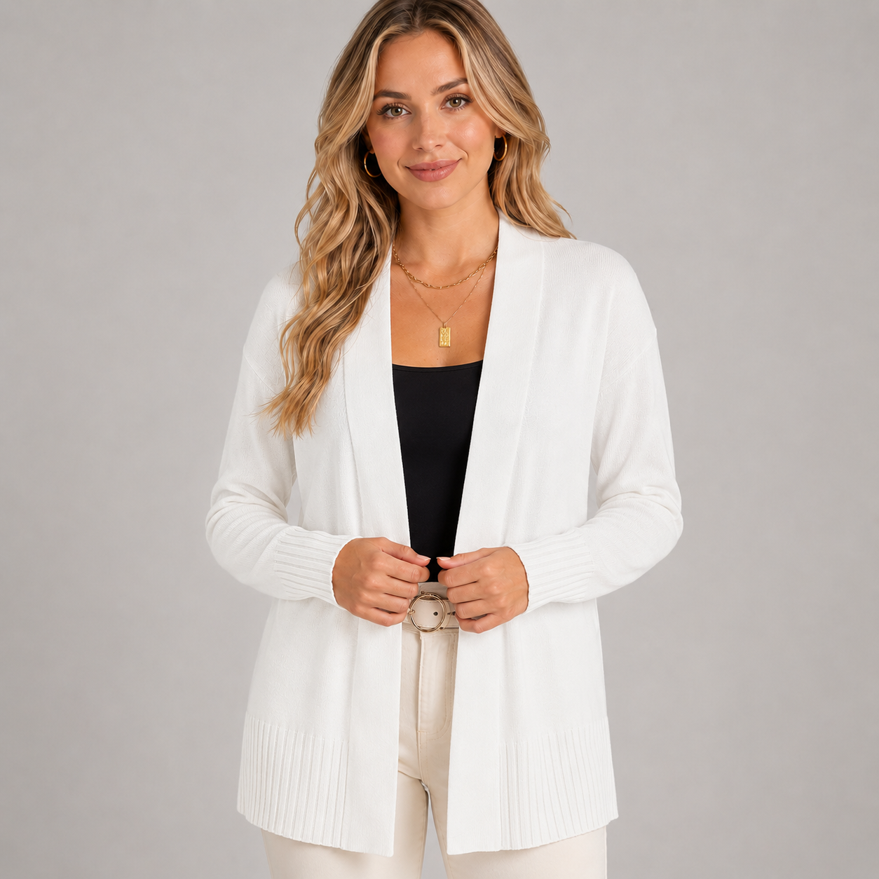 Montarello Women's Longline Cardigan V-Neck Drop Shoulder