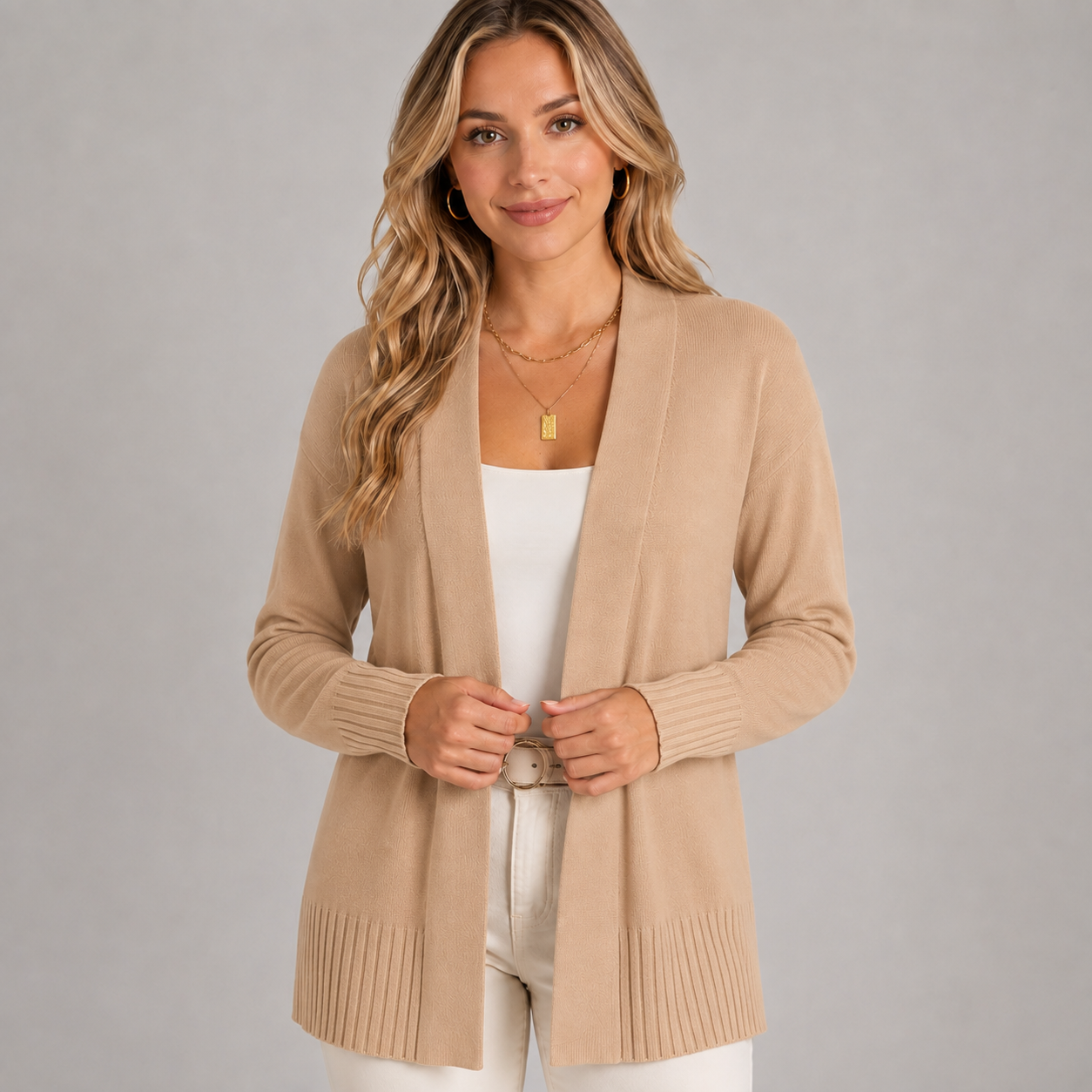 Montarello Women's Longline Cardigan V-Neck Drop Shoulder