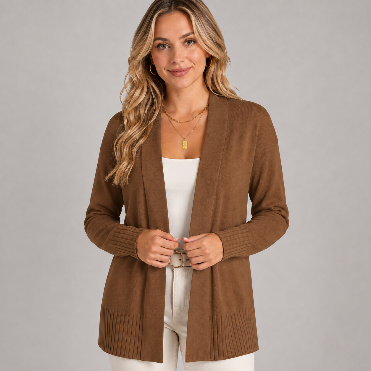 Montarello Women's Longline Cardigan V-Neck Drop Shoulder