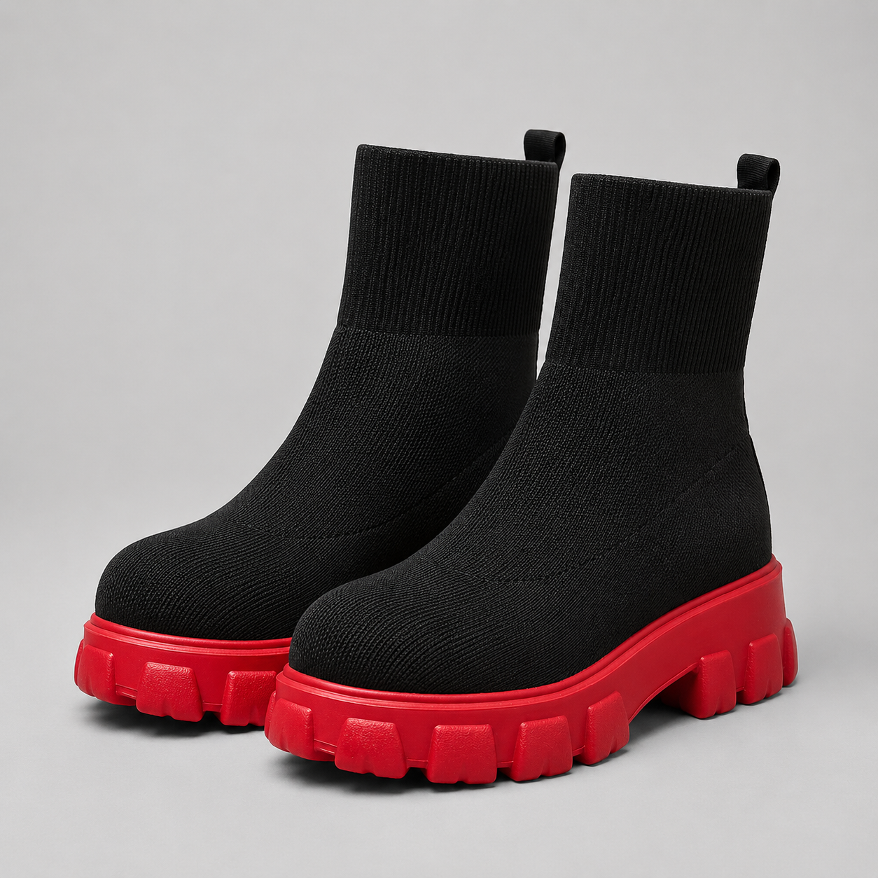 Montarello Women's Ankle Boots Platform Knitted Sock Fit