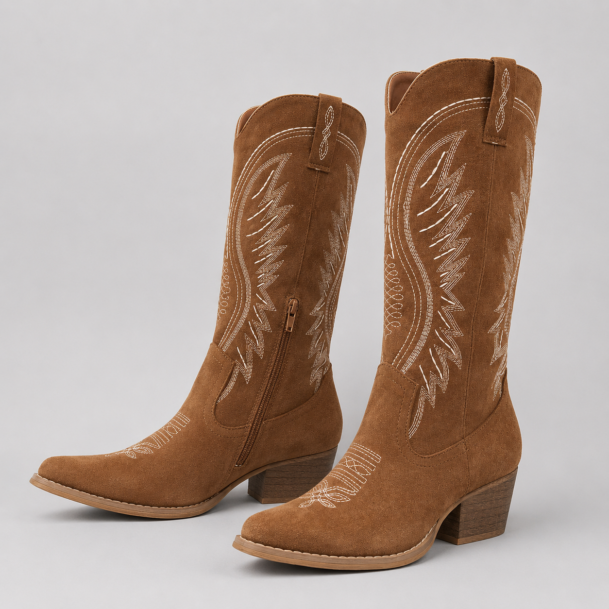 Montarello Women's Knee High Boots Western Embroidered