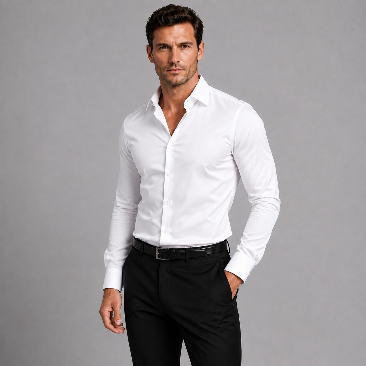 Montarello Men's Slim Fit Satin-Look Stretch Shirt