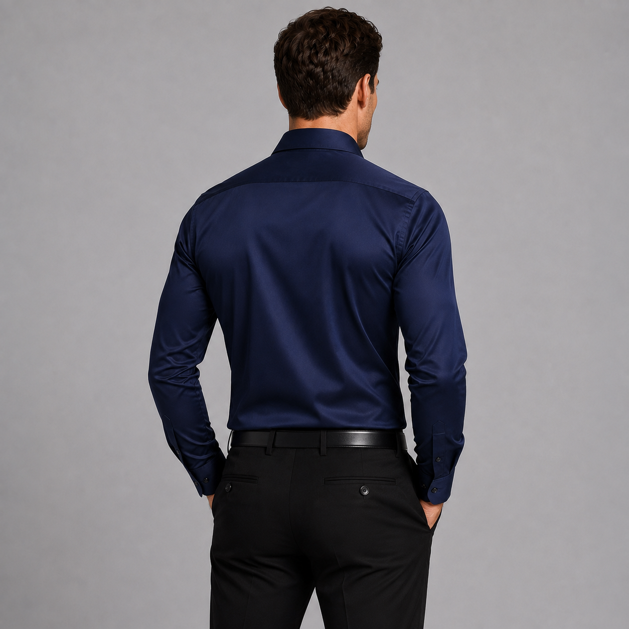 Montarello Men's Slim Fit Satin-Look Stretch Shirt
