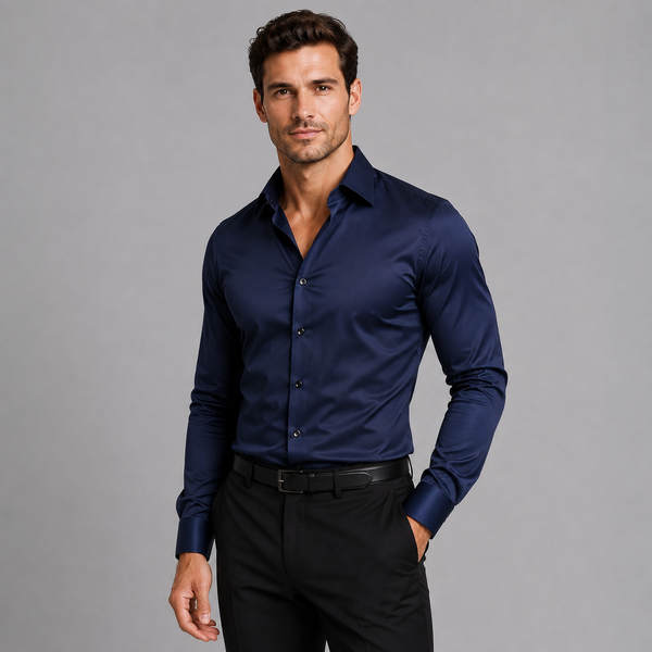 Montarello Men's Slim Fit Satin-Look Stretch Shirt