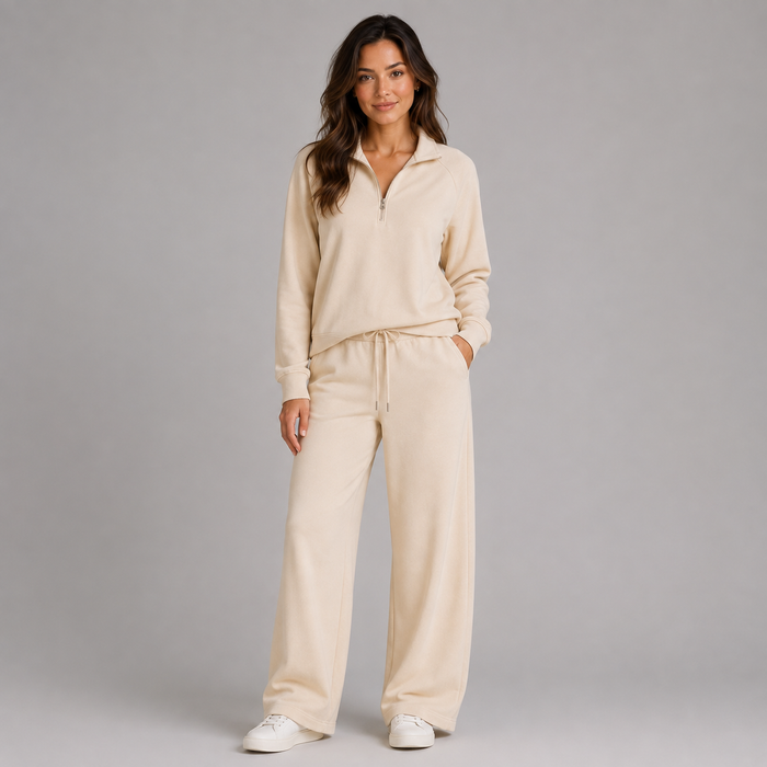 Montarello Women's Lounge Set Half Zip Stand Collar Wide Leg
