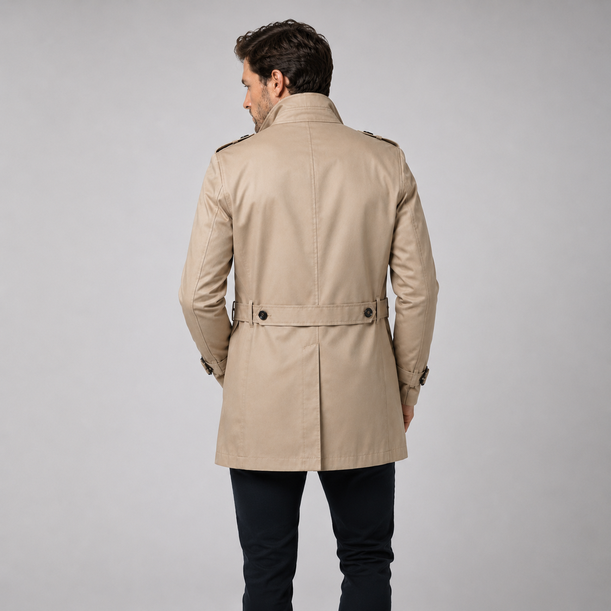 Montarello Men's Trench Coat Belted Tailored
