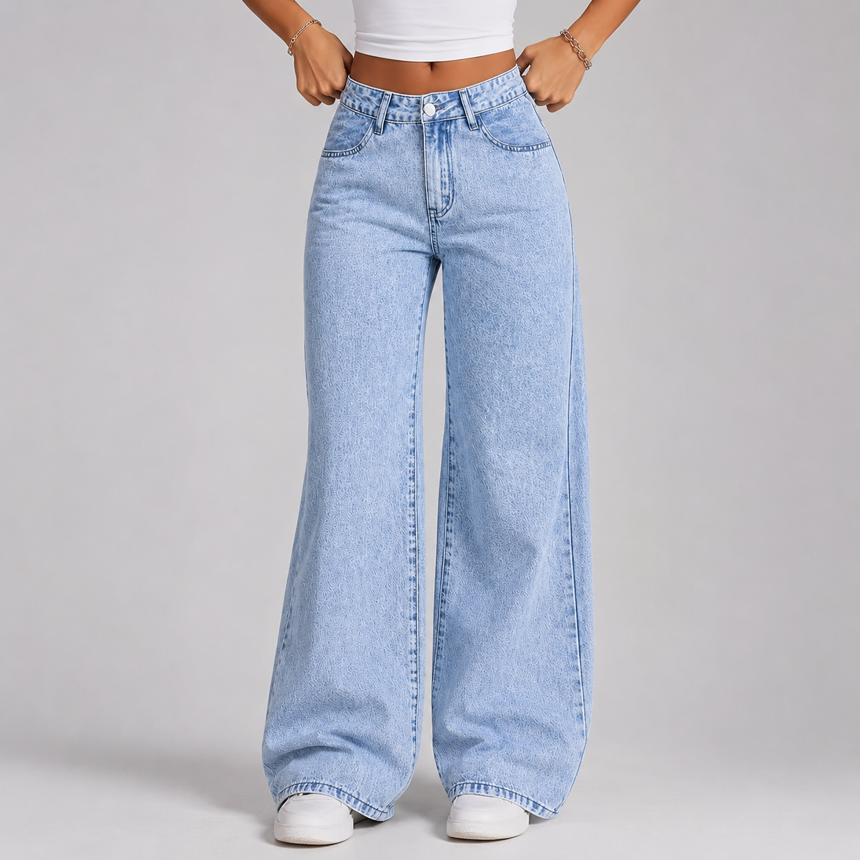 Montarello Women's Jeans Wide Leg High Waist Acid Wash