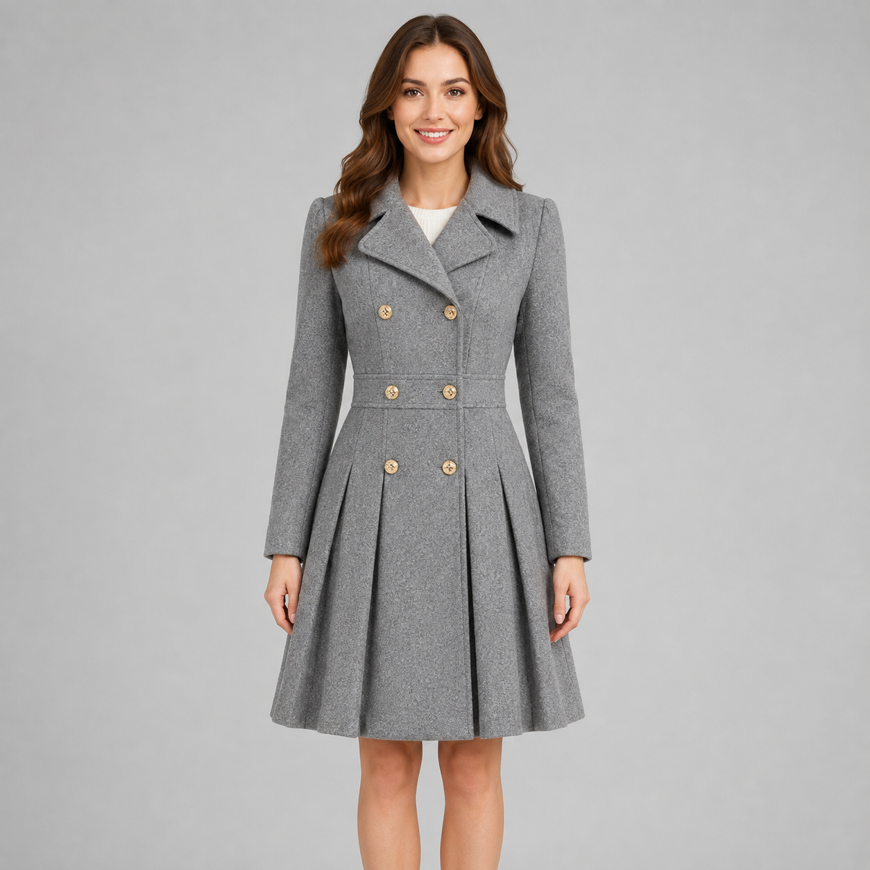 Montarello Women's Winter Coat Double Breasted Flared