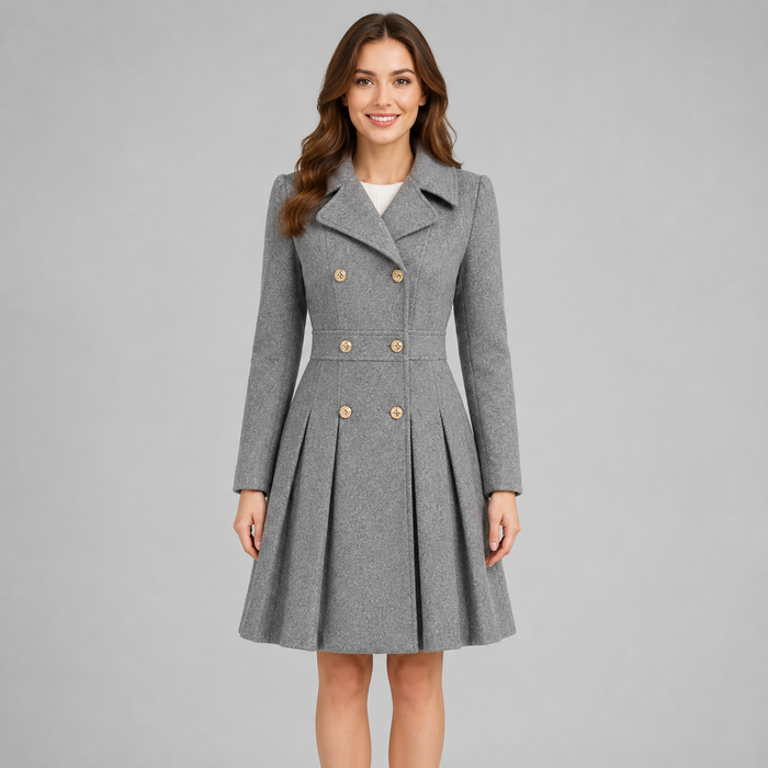 Montarello Women's Winter Coat Double Breasted Flared