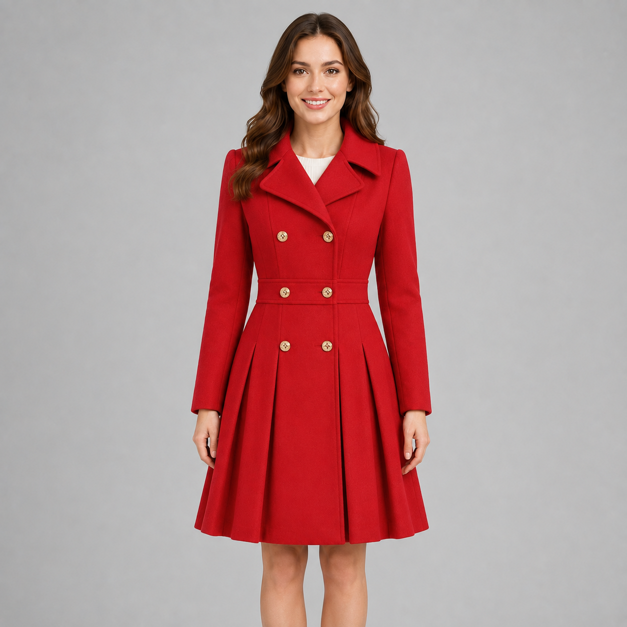 Montarello Women's Winter Coat Double Breasted Flared