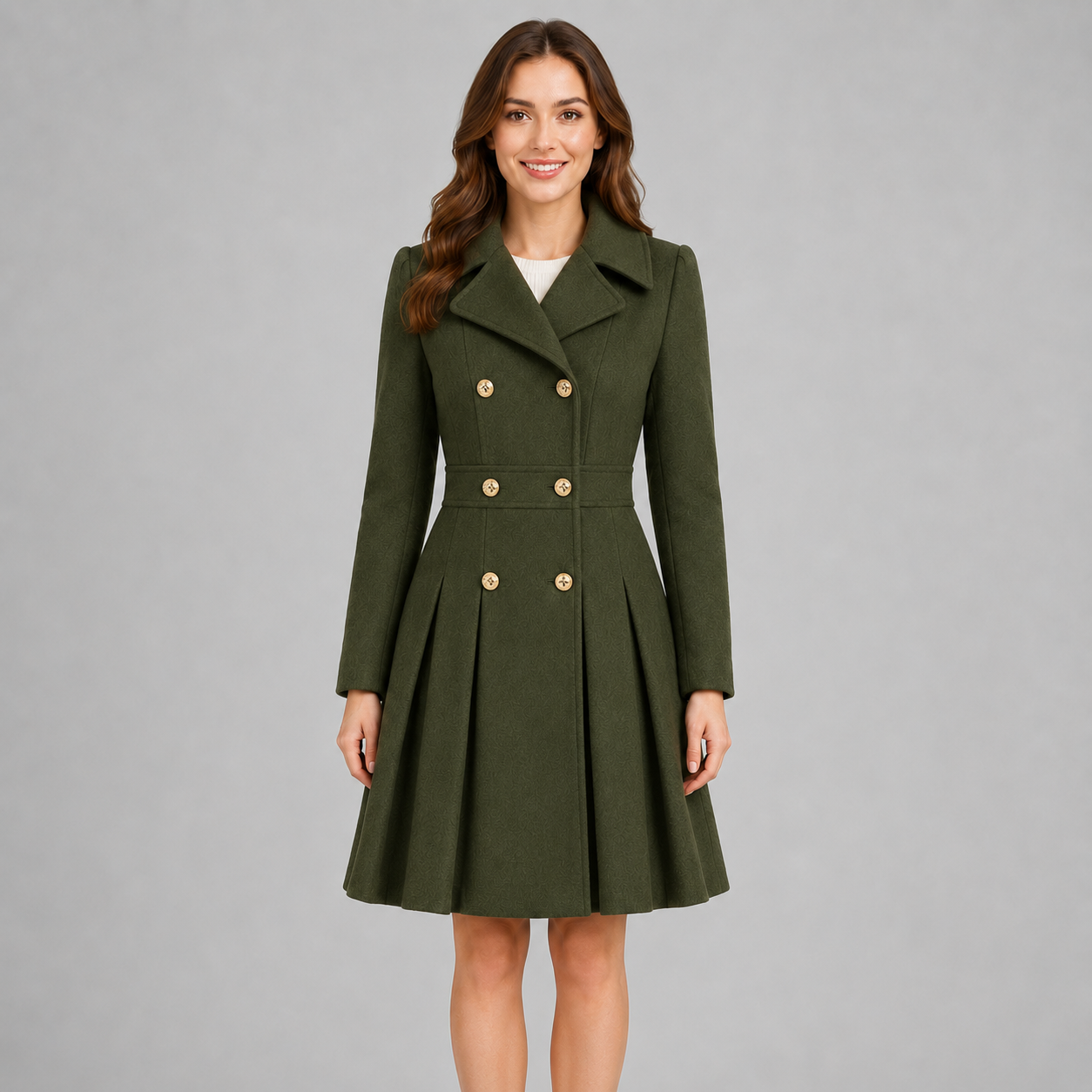 Montarello Women's Winter Coat Double Breasted Flared