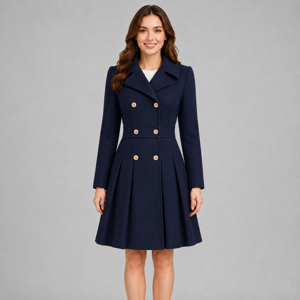 Montarello Women's Winter Coat Double Breasted Flared