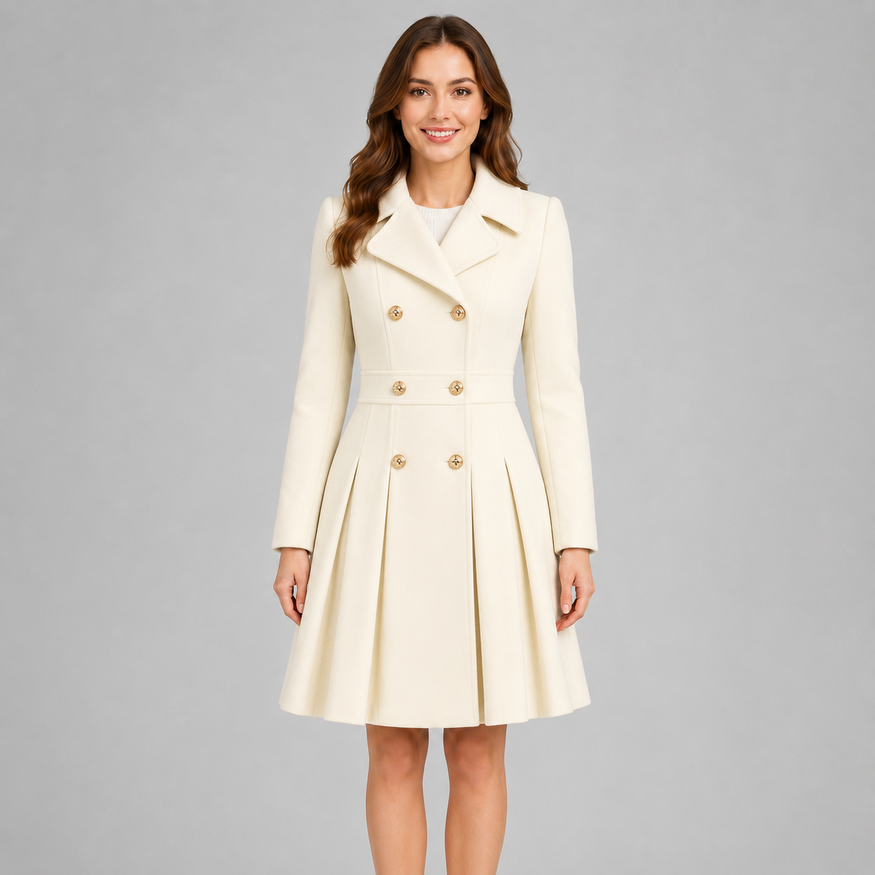 Montarello Women's Winter Coat Double Breasted Flared