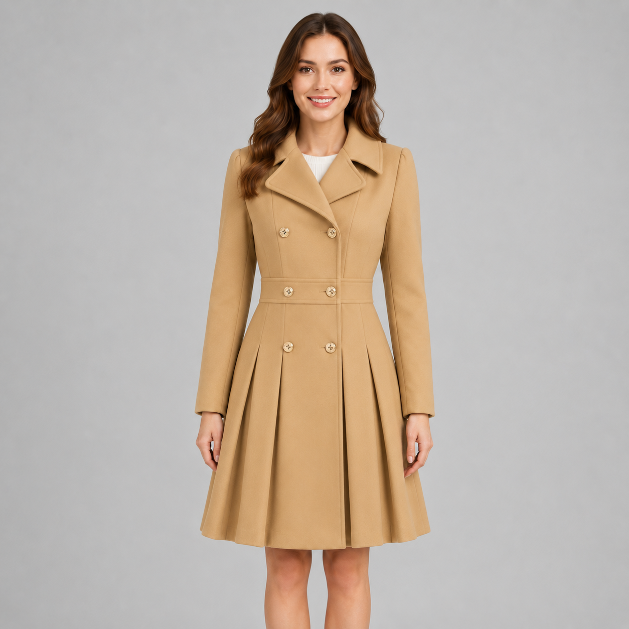 Montarello Women's Winter Coat Double Breasted Flared