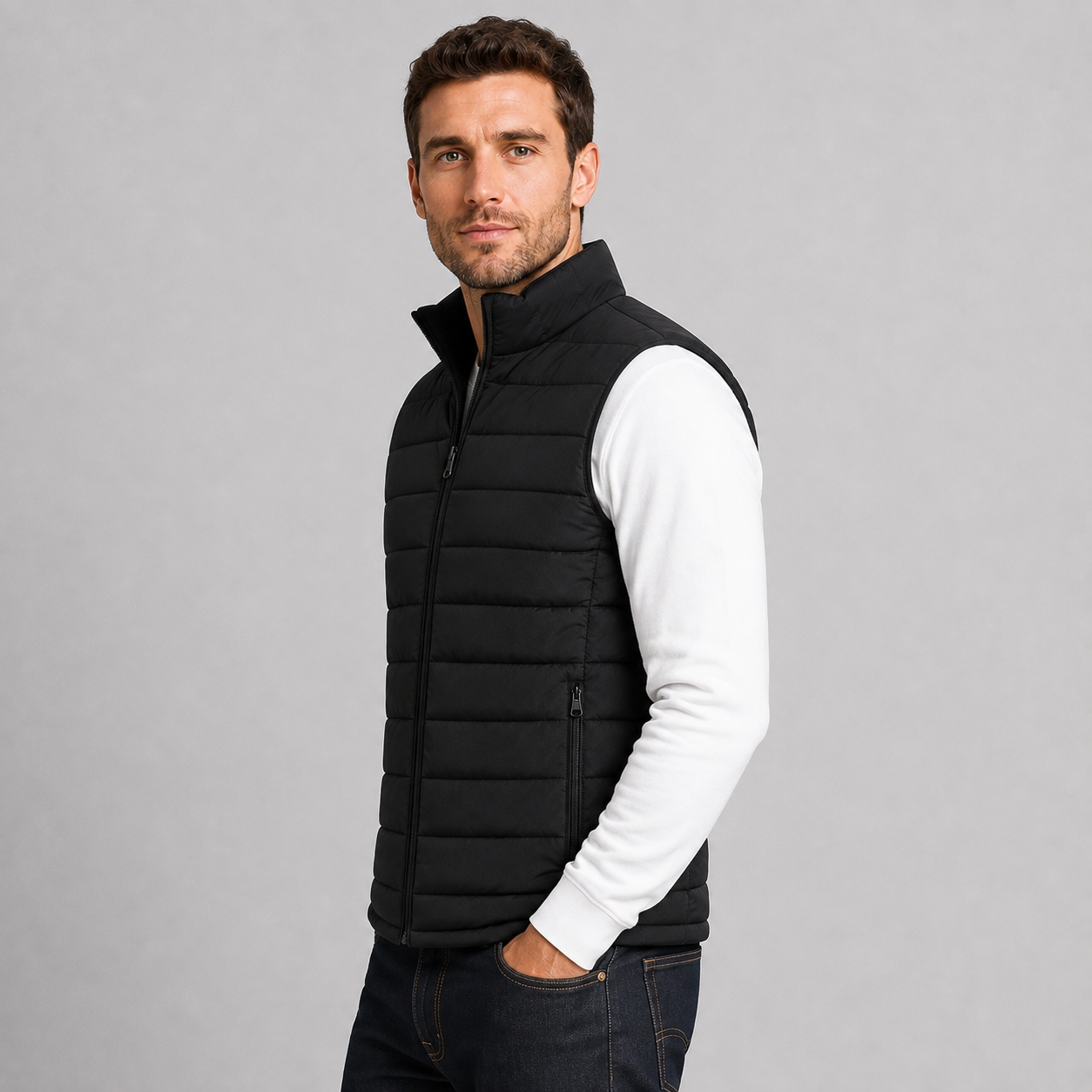 Montarello Men's Gilet Stand Collar Zip Up Lightweight