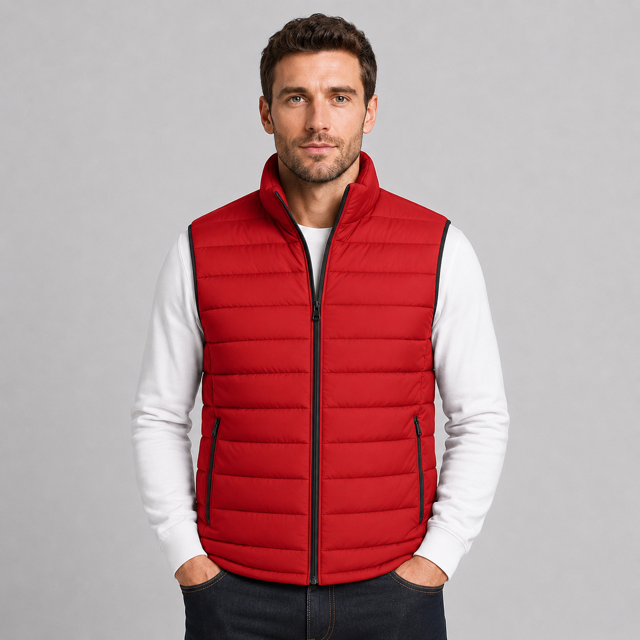 Montarello Men's Gilet Stand Collar Zip Up Lightweight