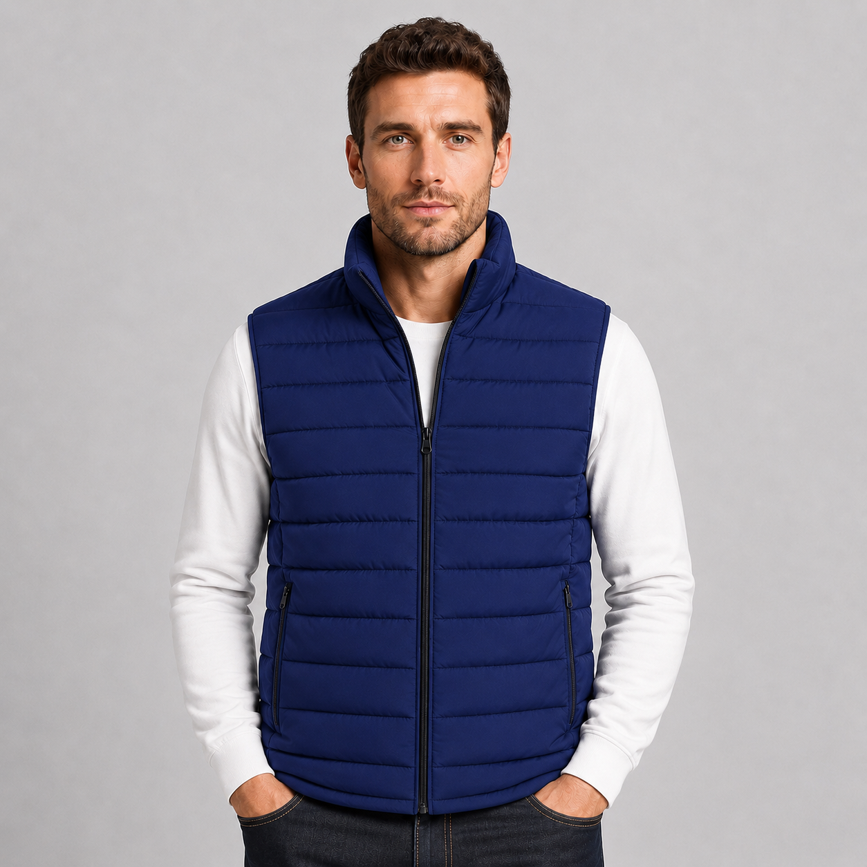 Montarello Men's Gilet Stand Collar Zip Up Lightweight