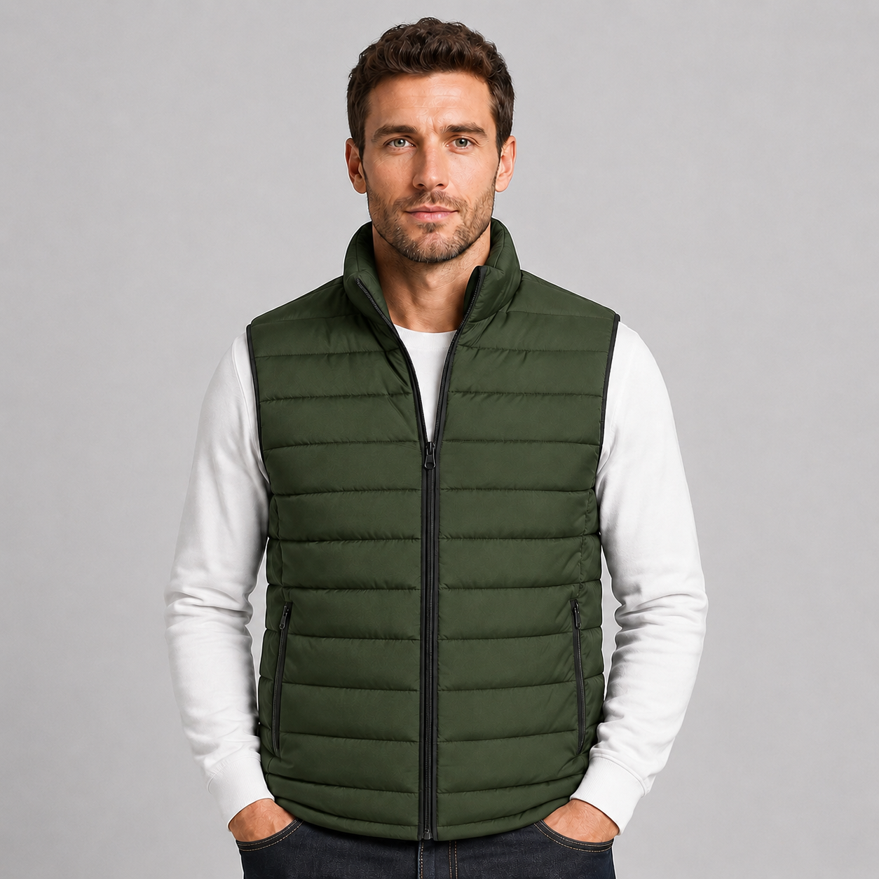 Montarello Men's Gilet Stand Collar Zip Up Lightweight