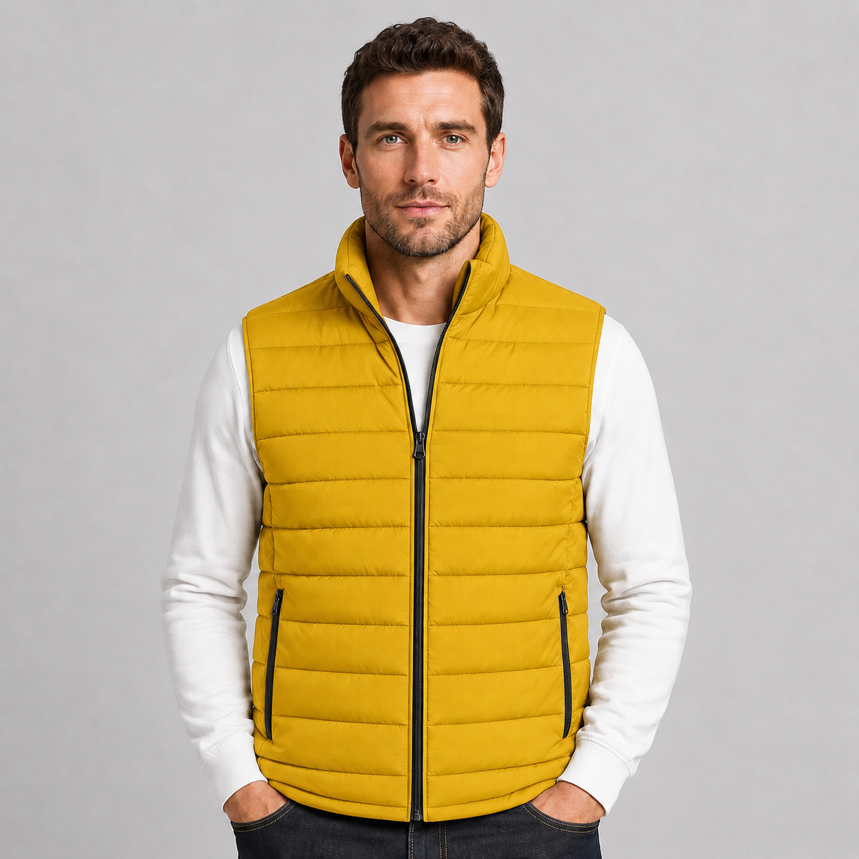 Montarello Men's Gilet Stand Collar Zip Up Lightweight